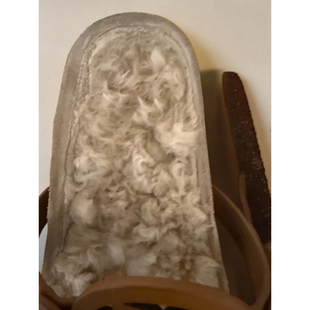 Tory Burch MILLER CLOUD Sandal Cork Shearling Caramel Size 8 Style 86568